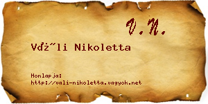 Váli Nikoletta névjegykártya